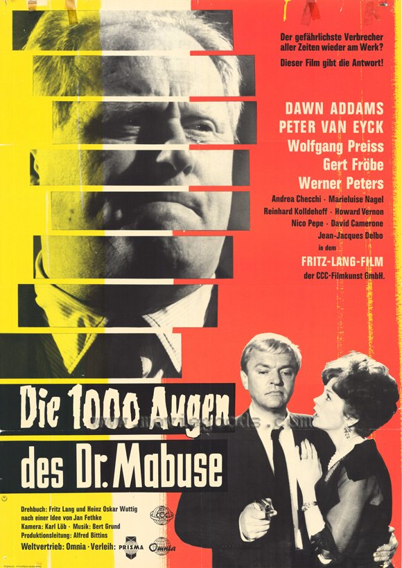 German poster of the movie The 1000 Eyes of Dr. Mabuse